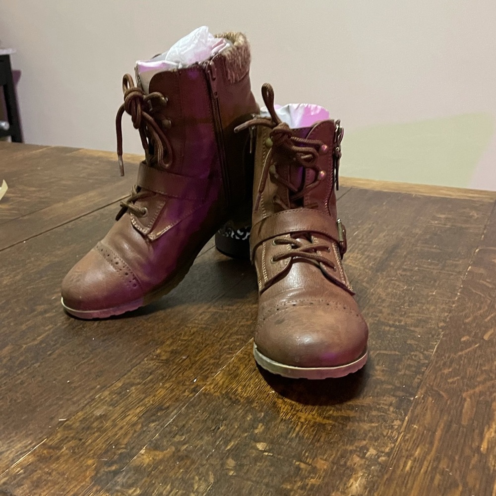 SO Hackberry Ankle Lace-Up Boots in Cognac 8.5 - Picture 2 of 16